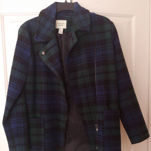 Forever 21 Plaid Tartan Wool Zip Up Coat